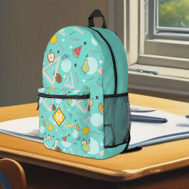 Fruit Memphis Aqua Pattern Bedruckter Rucksack