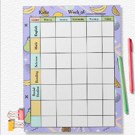 Fruit Memphis Purple Homework Assignment Notizblock