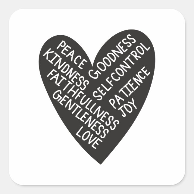 Fruit of spirit quadratischer aufkleber (Vorderseite)