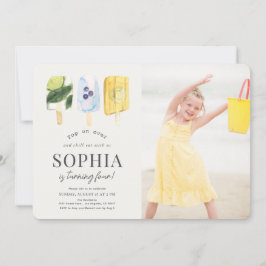 Fruit Popsicle Watercolor Kids Birthday Photo Einladung