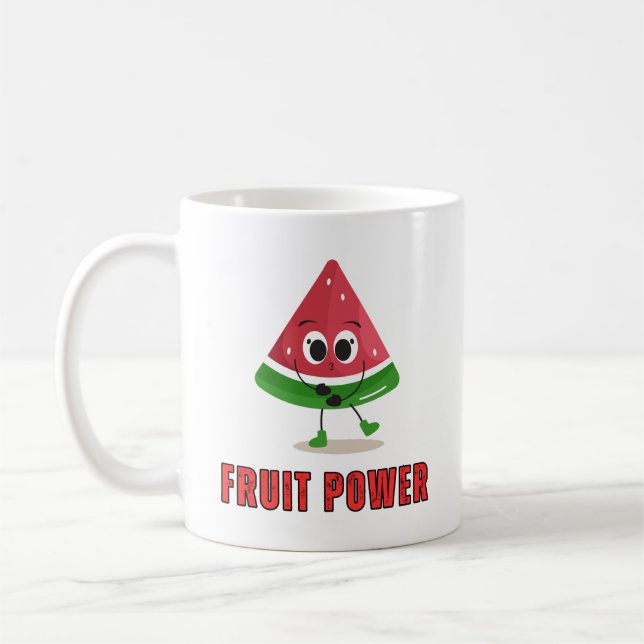 Fruit Power Cute Watermelon Character Design Kaffeetasse (Links)