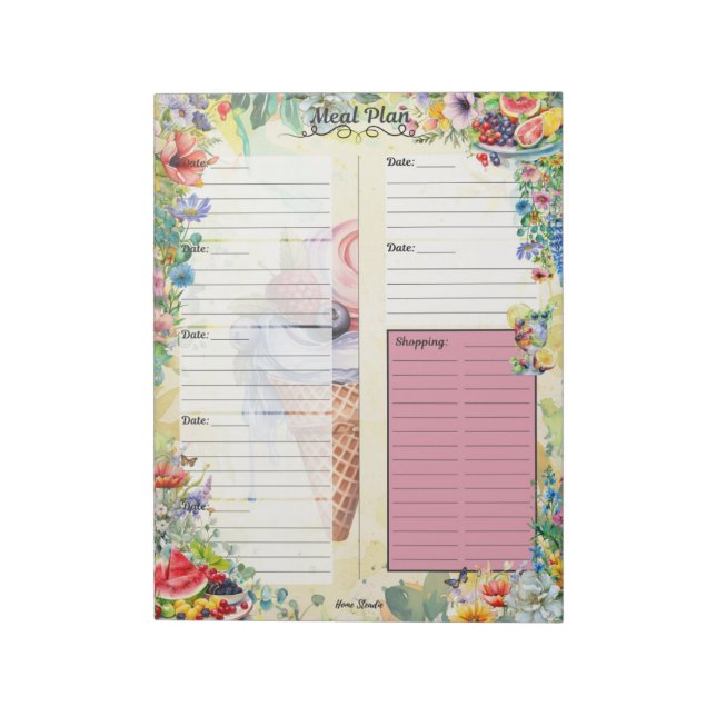 Fruit Salad 7 Day Meal Planner Notizblock (Rotiert)