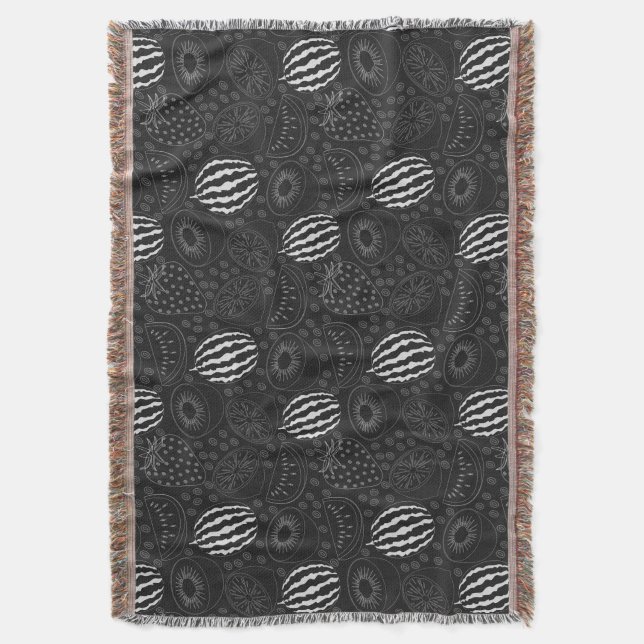 Fruit seamless pattern black and white Tropical Decke (Vorderseite Vertikal)