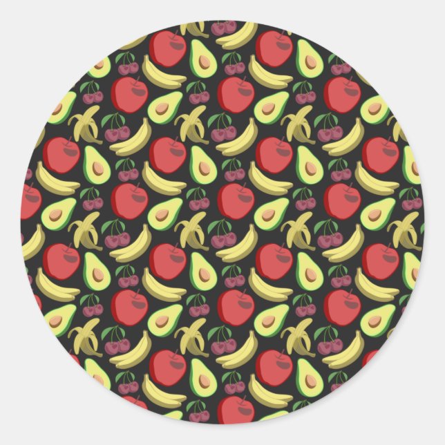 Fruit seamless pattern | colorful tropical fruit runder aufkleber (Vorderseite)