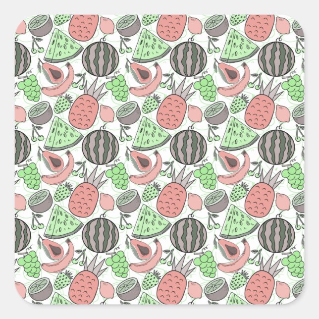 Fruit seamless pattern | Fruit surface pattern 53 Quadratischer Aufkleber (Vorderseite)