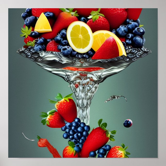 Fruit Splash Fotorealistische digitale Kunst Poster (Vorne)
