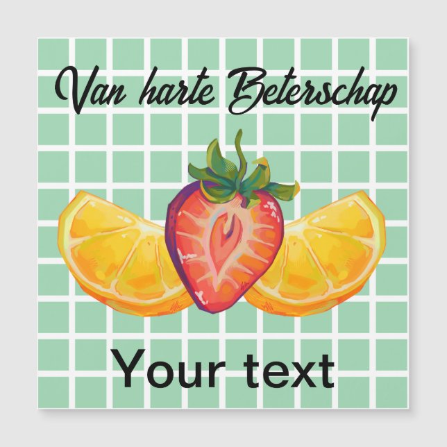 Fruit, Strawberry, orange, beterschap Magnetkarte (Vorderseite)
