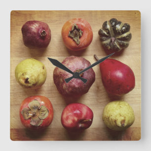 Fruit Tic-tac-toe Quadratische Wanduhr