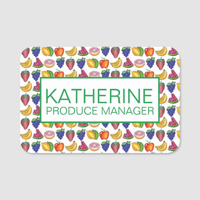 Fruit Watermelon Lemon Apple Banana Lebensmittelge Namensschild (Vorderseite)