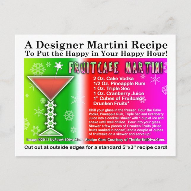 Fruitcake Weihnachten Martini Rezept Postkarte (Vorderseite)