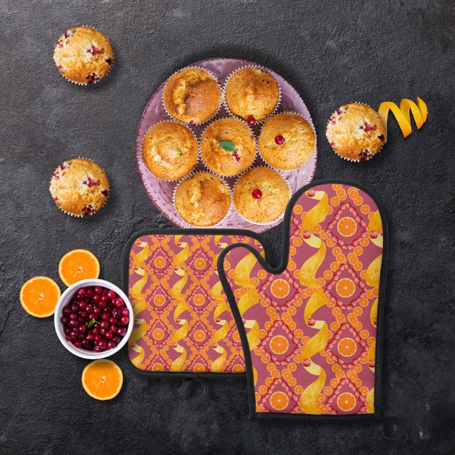 Fruits and zest rose pink  ofenhandschuh & Topflappen-Set (Von Creator hochgeladen)