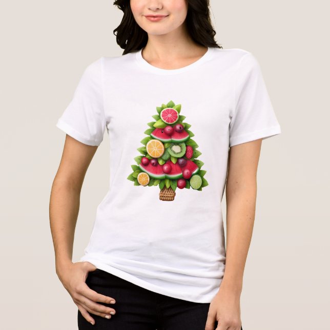 Fruity Christmas Tree Healthy Holiday Design Tri-Blend Shirt (Vorderseite)