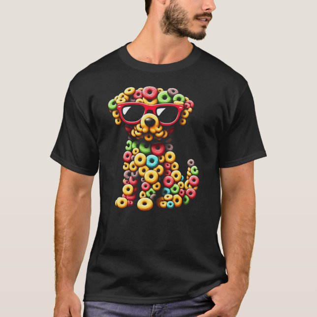 Fruity Feline Fun Fruit Loops Cat T-Shirt (Vorderseite)