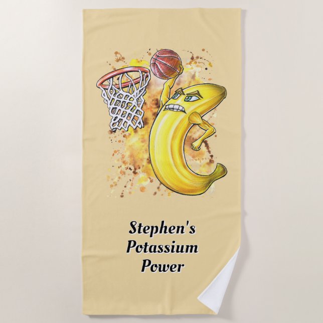 Fruity Slam Dunk - HandGezeichnet Energetische Ban Strandtuch (Vorderseite)