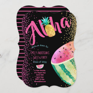 Fruity Tropical Sweet 16 Invites Melon ALOHA Einladung