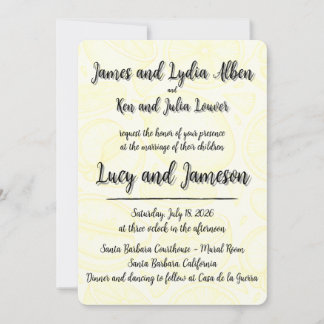 Fruity yellow citrus formal wedding invitation einladung