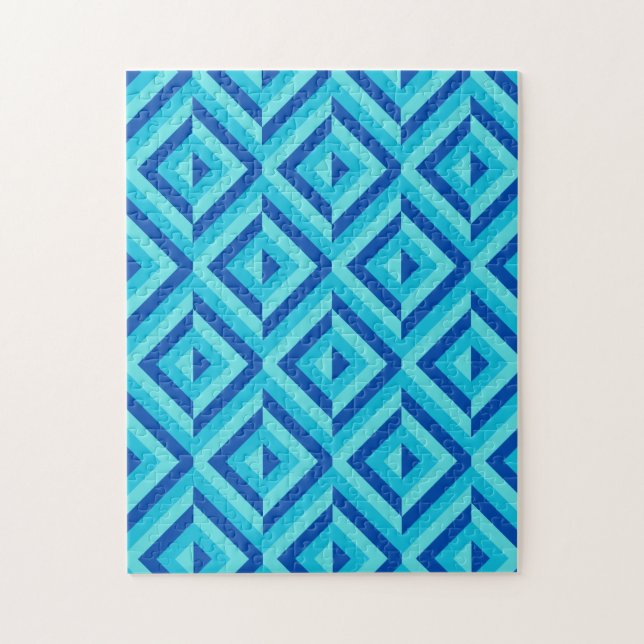 Frustration des Musters "Blue Geometric Diamond" Puzzle (Vertikal)