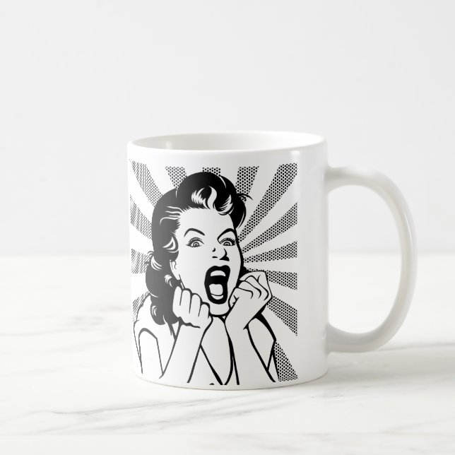 Frustrierte Frau schreit Funny Mug Tasse (Rechts)