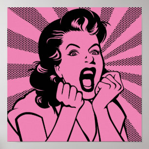 Frustrierte Schrei-Frau Funny Poster-Zeichen Poster