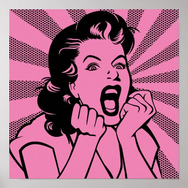 Frustrierte Schrei-Frau Funny Poster-Zeichen Poster (Vorne)