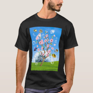 Frutiger Aero Ästhetik-Tech Kirschblüten Fische T-Shirt