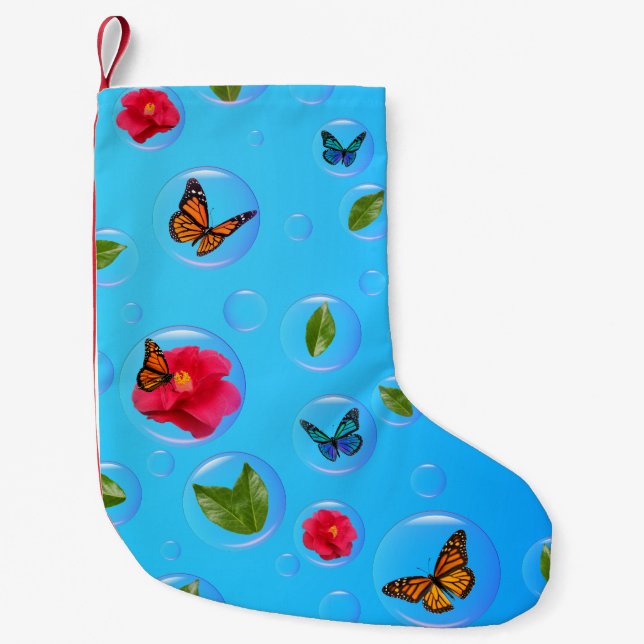 Frutiger Aero Butterfly Bubbles Christmas Stocking Kleiner Weihnachtsstrumpf (Vorderseite)
