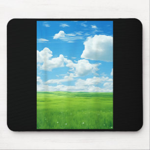 Frutiger Aero_ Feld Wolken Himmel ist Blau Mousepad