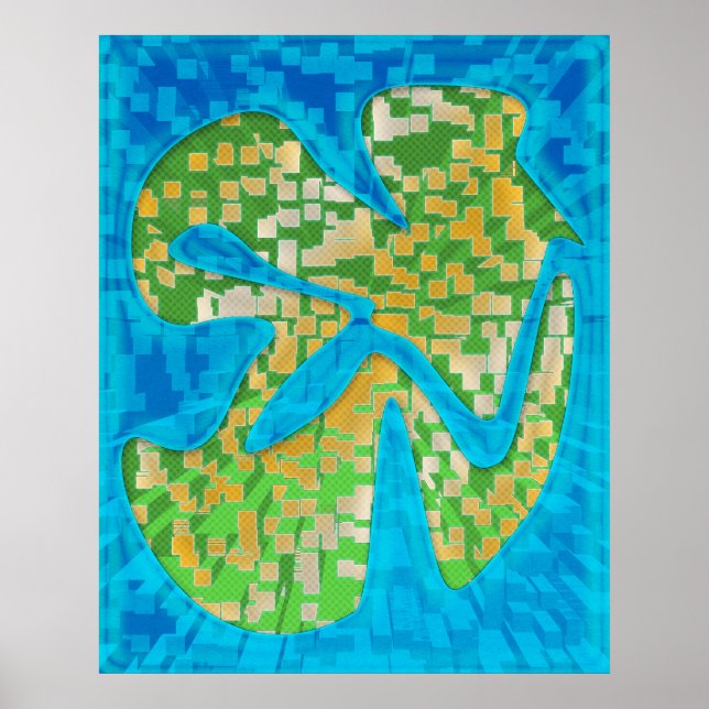 Frutiger Aero Pixel Mosaic Extrusion Poster (Vorne)