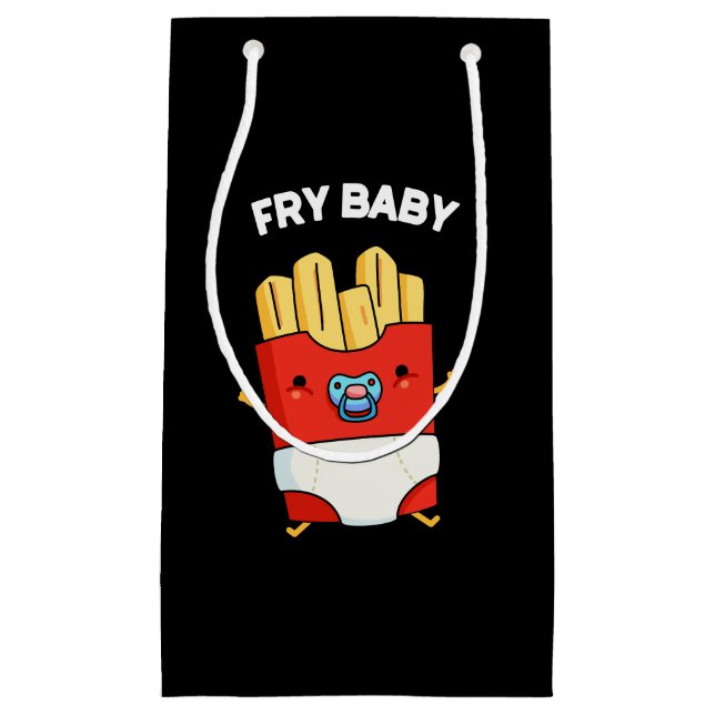 Fry Baby Funny French Fries Pun Dark BG Kleine Geschenktüte (Vorderseite)