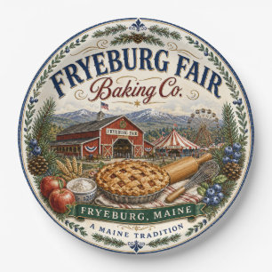 Fryeburg Fair Baking Co. Maine Melaminplatte Pappteller