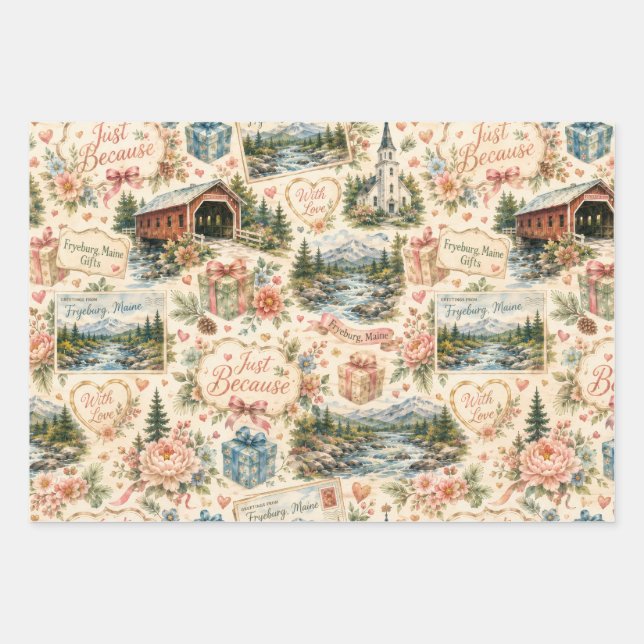 Fryeburg Maine Just Because Geschenkpapier Set (Vorderseite)