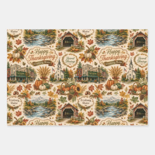 Fryeburg Maine Thanksgiving-Ernte-Geschenkpapier Geschenkpapier Set