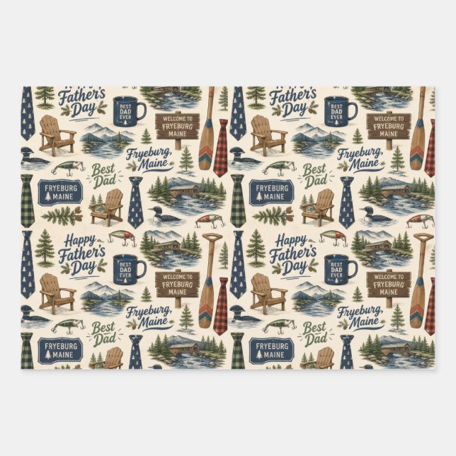Fryeburg Maine Vatertags-Geschenkpapier Geschenkpapier Set (Vorderseite)