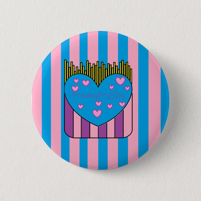 FryShy Button Rosa und Blau (Vorderseite)