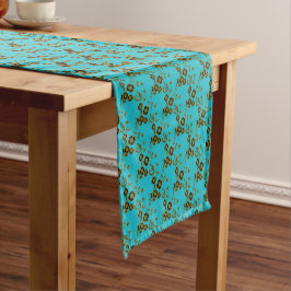 FS-Style 1-AQUA-GOLD-TABLE-RUNNER 14x72in Kurzer Tischläufer