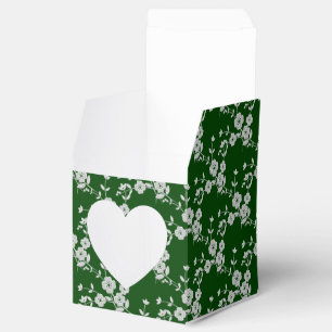 FS Style 1-Green-White-FAVOR BOXES, heart cutout s Geschenkschachtel