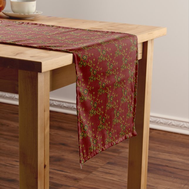FS-Style 1-RED-GOLD-TABLE-RUNNER 14x72in Kurzer Tischläufer (Beispiel)