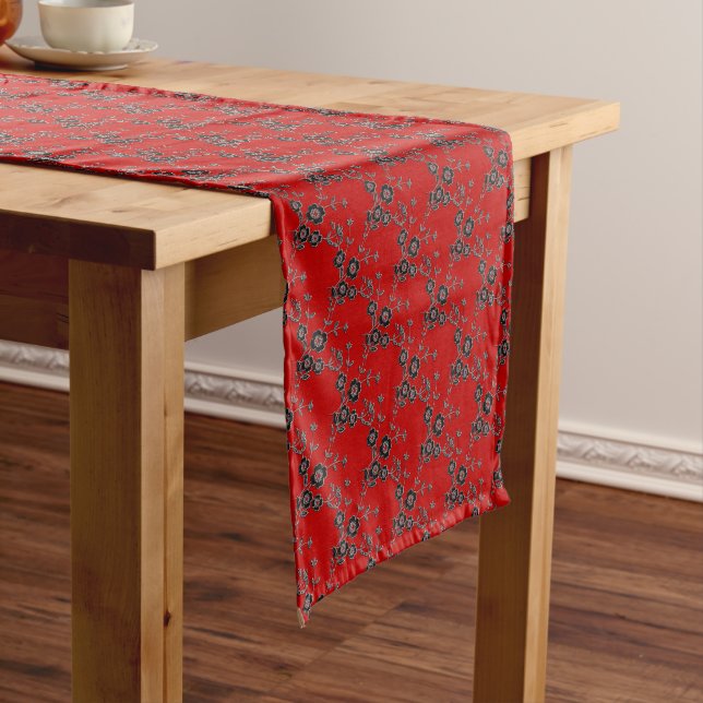 FS-Style 1-SILVER-RED-TABLE-RUNNER 14x72in Kurzer Tischläufer (Beispiel)