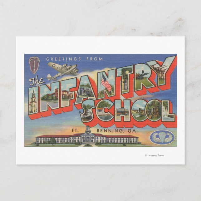 Ft. Benning, Georgia - Infanterie-Schule Postkarte (Vorderseite)