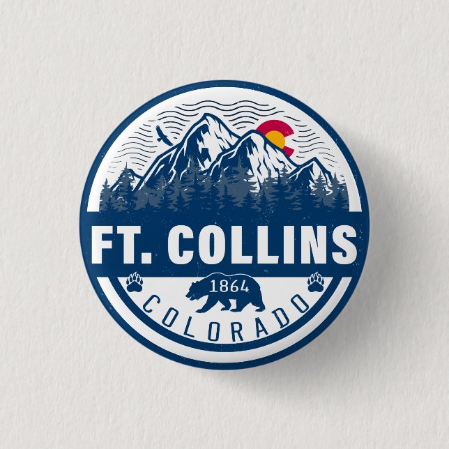 Ft Collins Colorado Flag Berg Bergsee-Zauber Button (Vorderseite)