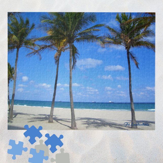 Ft Lauderdale Beach Florida Sand Palmen Bäume Ozea Puzzle (Von Creator hochgeladen)
