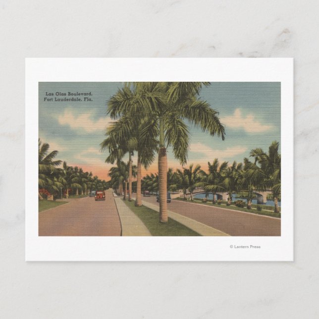 Ft. Lauderdale, Florida - Blick auf Las Olas Postkarte (Vorderseite)