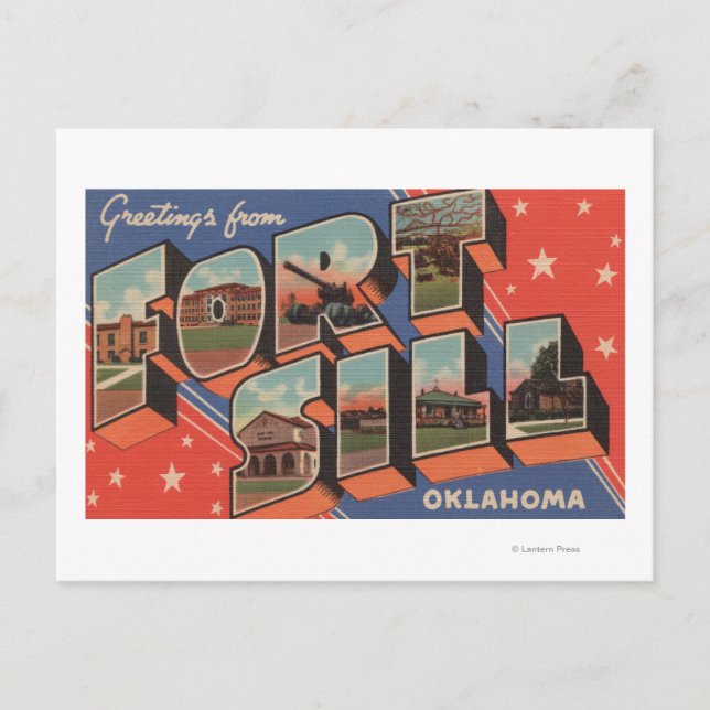 Ft. Sill, Oklahoma - Große Briefmarkenszenen Postkarte (Vorderseite)