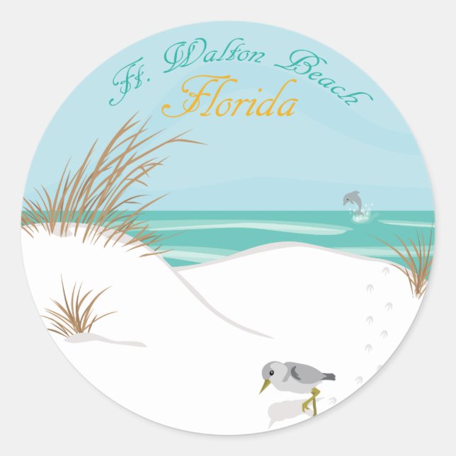 Ft. Walton Beach (Florida) Runder Aufkleber (Vorderseite)