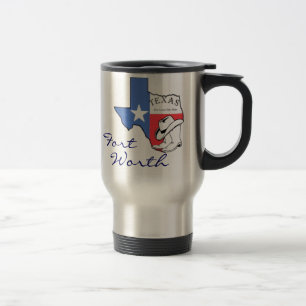Ft wert Texas-Staats-Karte mit Stern, Stiefel, Reisebecher
