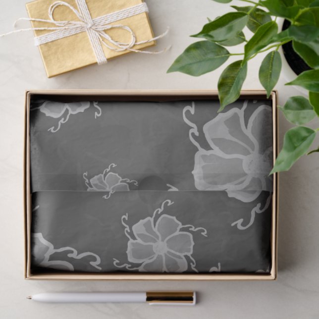 FTF Monochromes Seidenpapier in dunklem Graustufen (Geschenk)