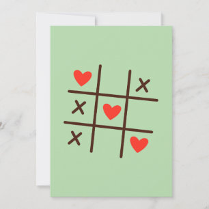 FTic Tac Toe Hearts Valentine Grelache Dankeskarte
