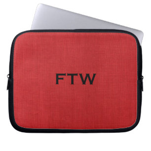 FTW Monogramm auf rotem Leinenbeschaffenheits-Foto Laptopschutzhülle
