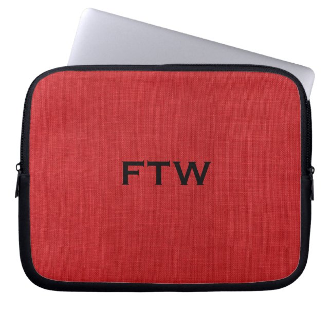 FTW-Monogramm für Red Linen Texture Foto Laptopschutzhülle (Vorderseite)