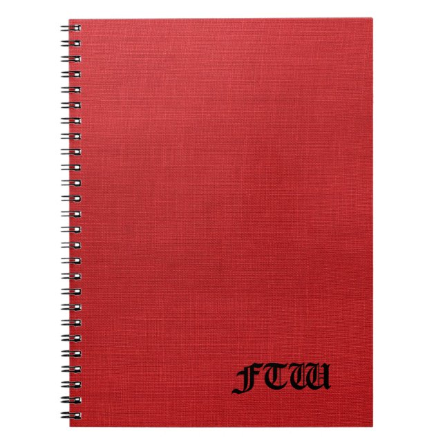 FTW-Monogramm für Red Linen Texture Foto Notizblock (Vorderseite)